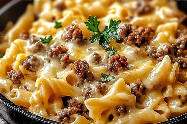 Loaded Cheeseburger Alfredo Pasta Recipe