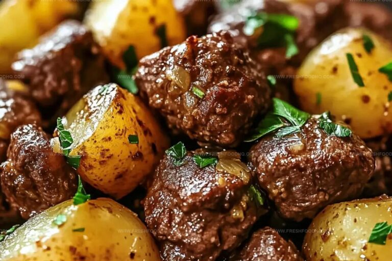 Slow Cooker Garlic Butter Beef Bites & Potatoes Recipe