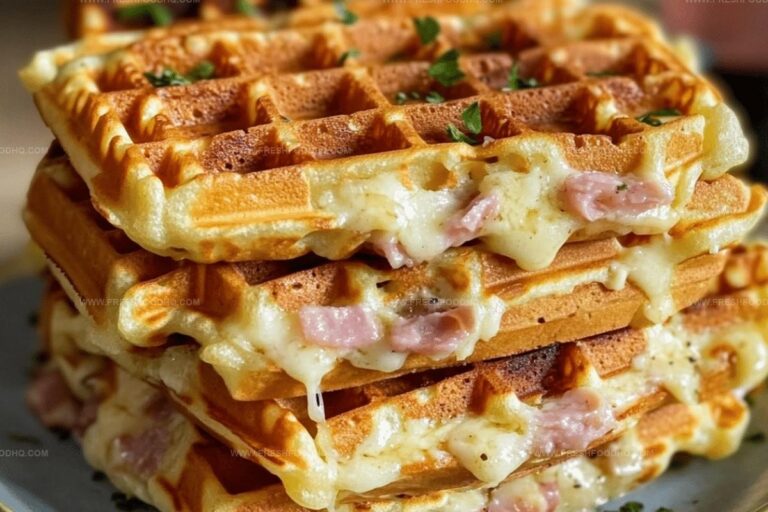 Crispy Savory Ham and Cheese Waffles Recipe