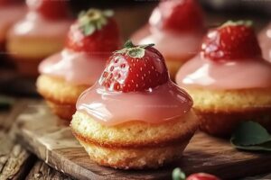 Glazed Mini Strawberry Cupcakes Recipe