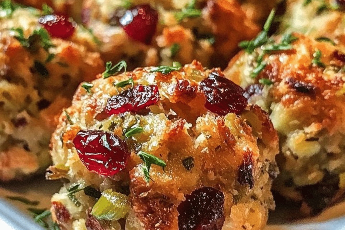 Festive Cranberry Turkey Stuffing Balls Recipe