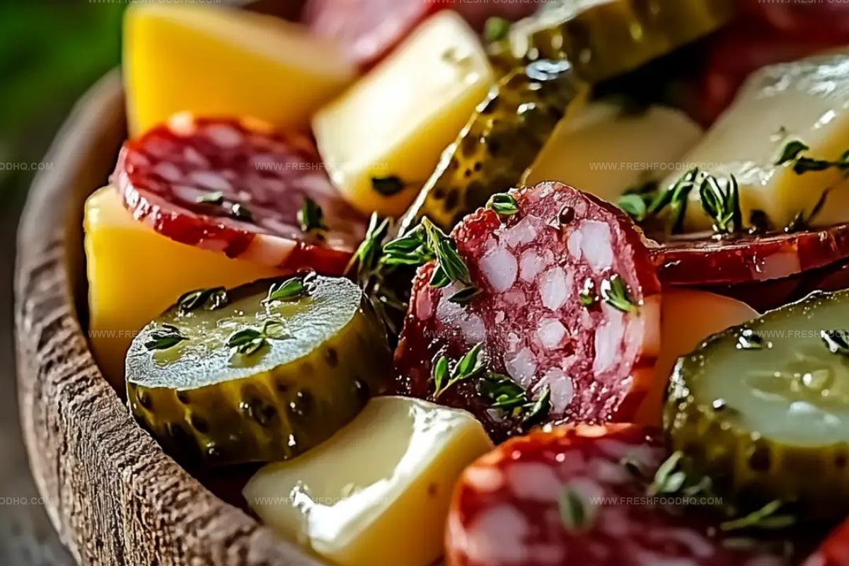 Easy Marinated Cheese Appetizer With Salami & Pickles Recipe