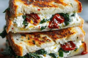 Sun-Dried Tomato, Spinach, and Ricotta Grilled Cheese Recipe