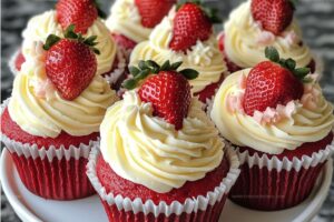 Strawberry Cheesecake Red Velvet Cupcakes Recipe