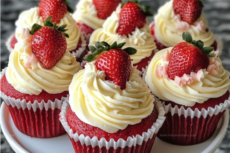Strawberry Cheesecake Red Velvet Cupcakes Recipe