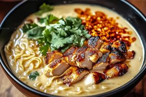 Fiery Chicken Ramen With Creamy Garlic Sauce Recipe