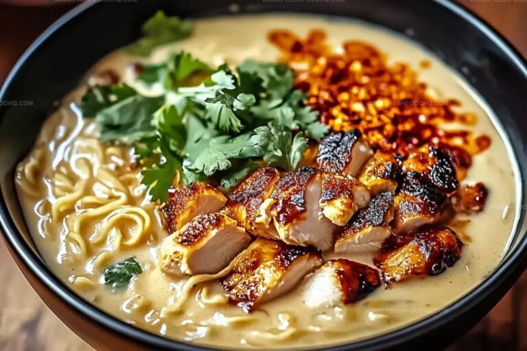 Fiery Chicken Ramen With Creamy Garlic Sauce Recipe