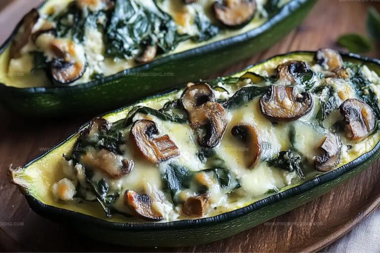 Spinach, Mushroom, And Ricotta Stuffed Zucchini Boats Recipe