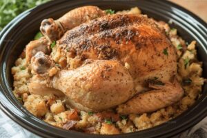 Crockpot Whole Chicken with Stuffing Recipe