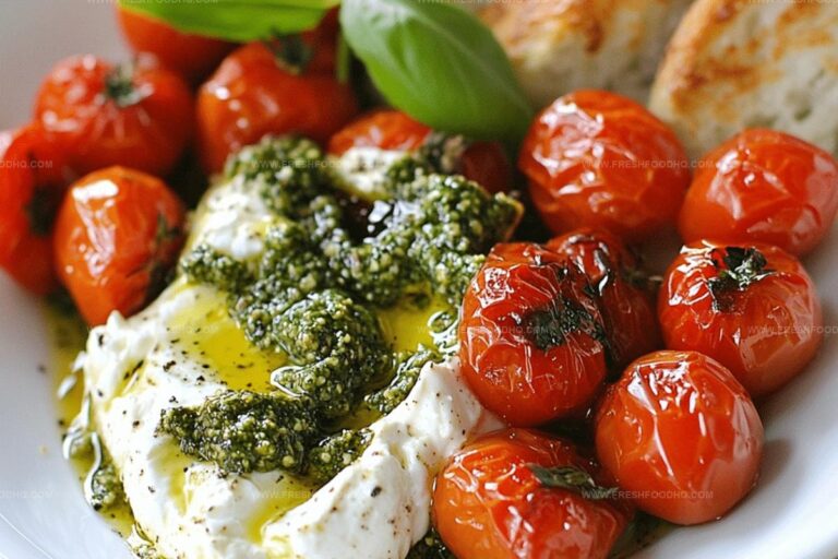 Creamy Burrata with Fresh Pesto and Roasted Cherry Tomatoes Recipe