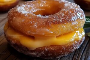 Peach Cobbler Cheesecake-Stuffed Donuts Recipe