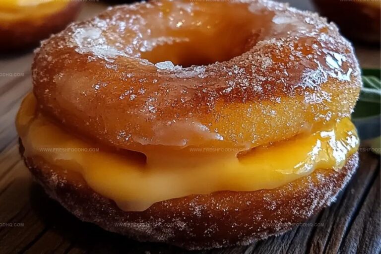 Peach Cobbler Cheesecake-Stuffed Donuts Recipe