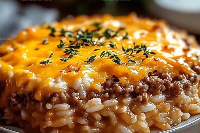 Cheddar-Crusted Ground Beef And Rice Casserole Recipe