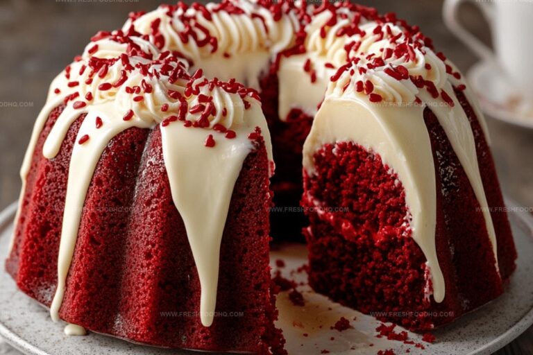 Layered Red Velvet Cheesecake Bundt Cake Recipe