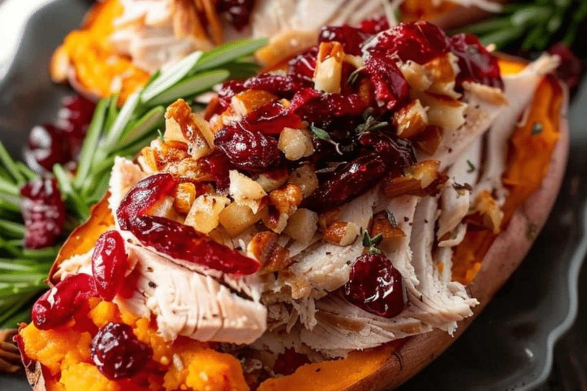 Roast Turkey and Cranberry Stuffed Sweet Potatoes Recipe
