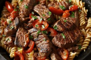 Spicy Cajun Lamb and Steak Pasta Recipe
