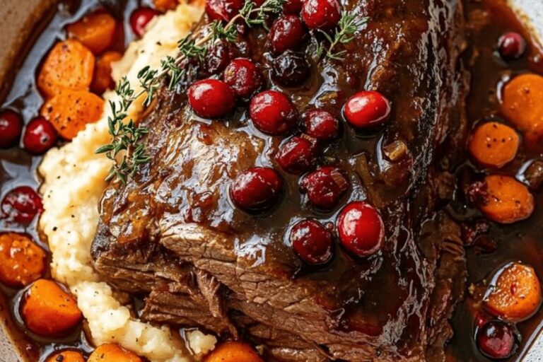 Slow-Braised Beef Roast with Cranberry Balsamic Glaze Recipe