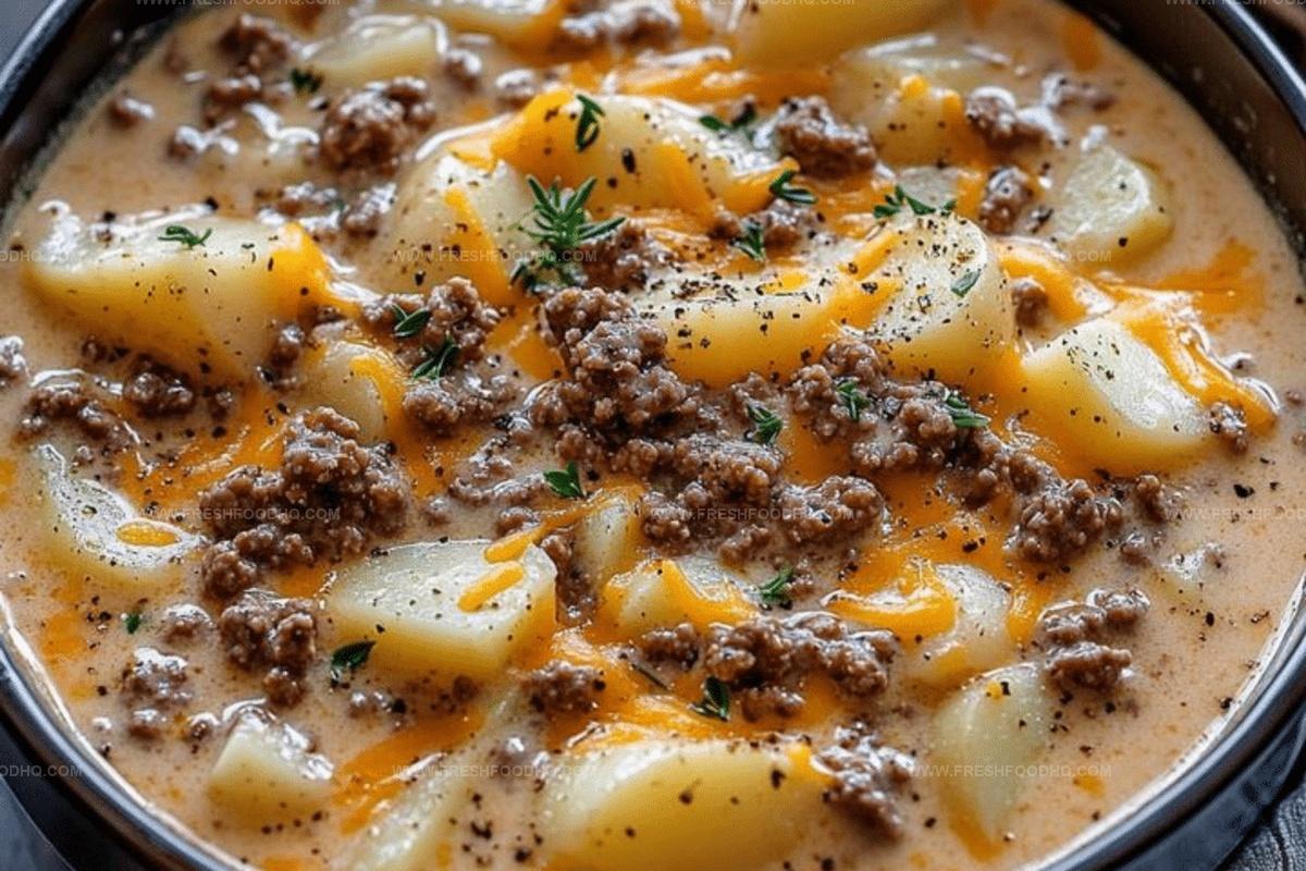 Crockpot Creamy Potato & Hamburger Soup Recipe