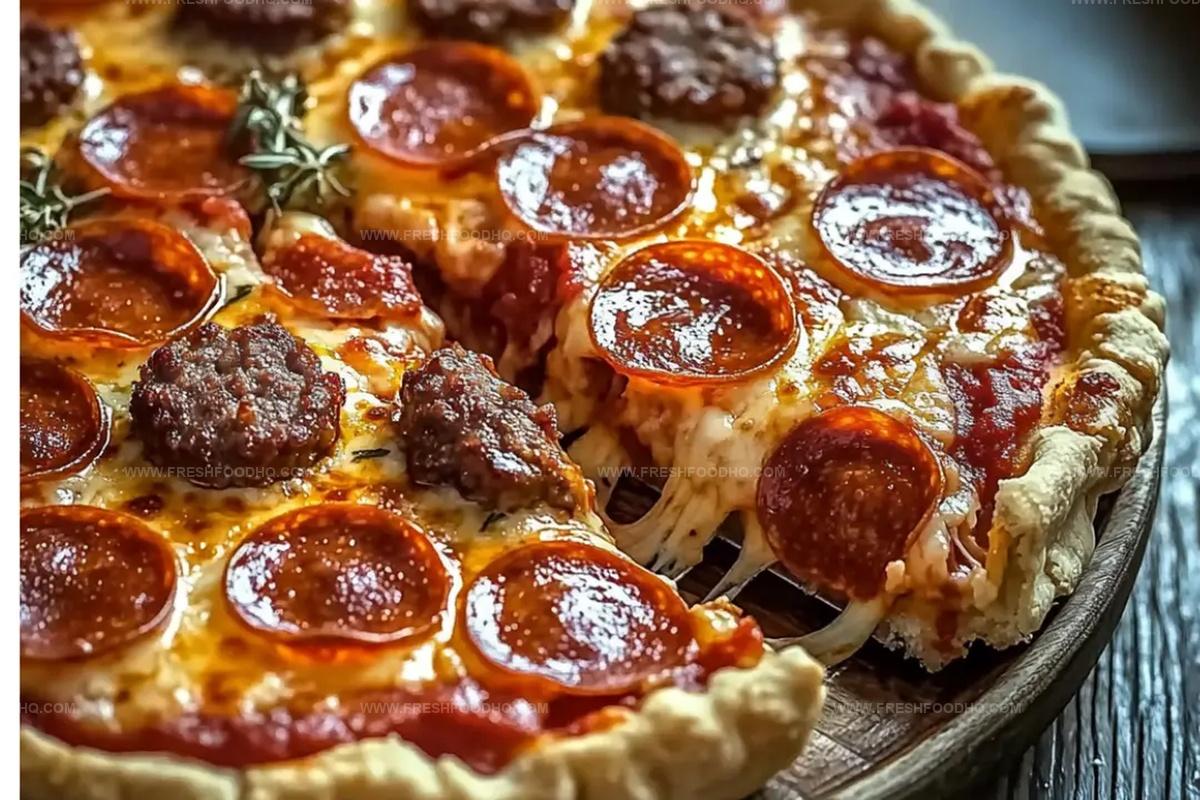 Deep Hamburger Sausage and Pepperoni Pie Recipe