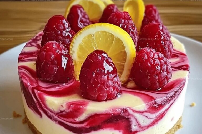 No-Bake Raspberry Lemon Swirl Cheesecake Recipe