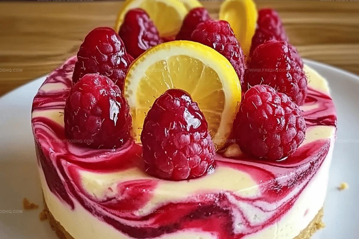 No-Bake Raspberry Lemon Swirl Cheesecake Recipe