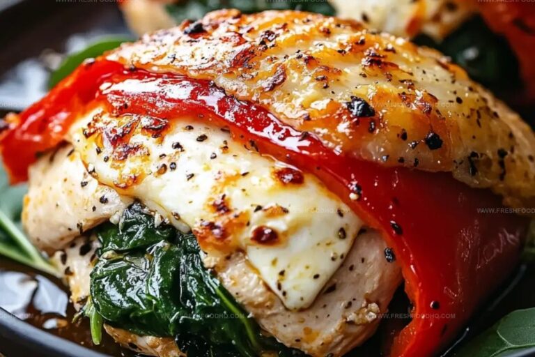 Roasted Red Pepper, Spinach, And Mozzarella Stuffed Chicken Recipe