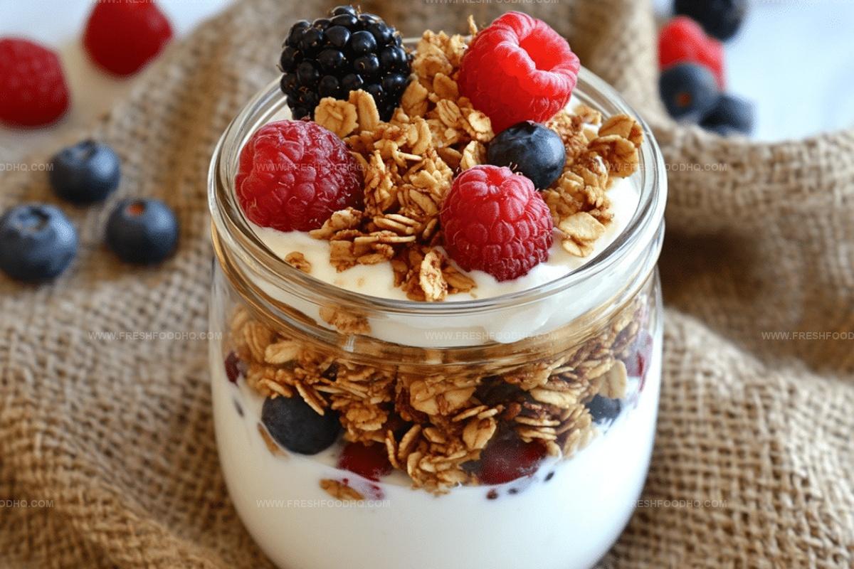 Layered Natural Yogurt and Granola with Mixed Berries Recipe
