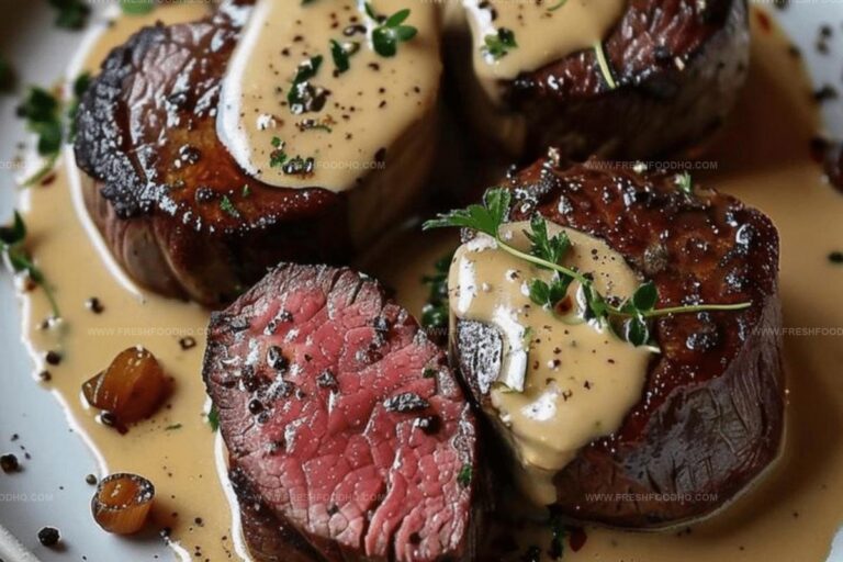 Seared Filet Mignon with Shallot Peppercorn Cream Sauce Recipe