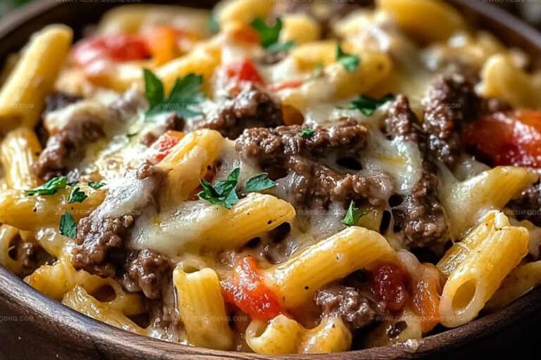Crockpot Philly Cheesesteak Pasta Casserole Recipe