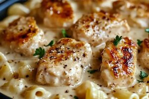 Creamy Garlic Butter Chicken & Rotini In Parmesan Sauce Recipe