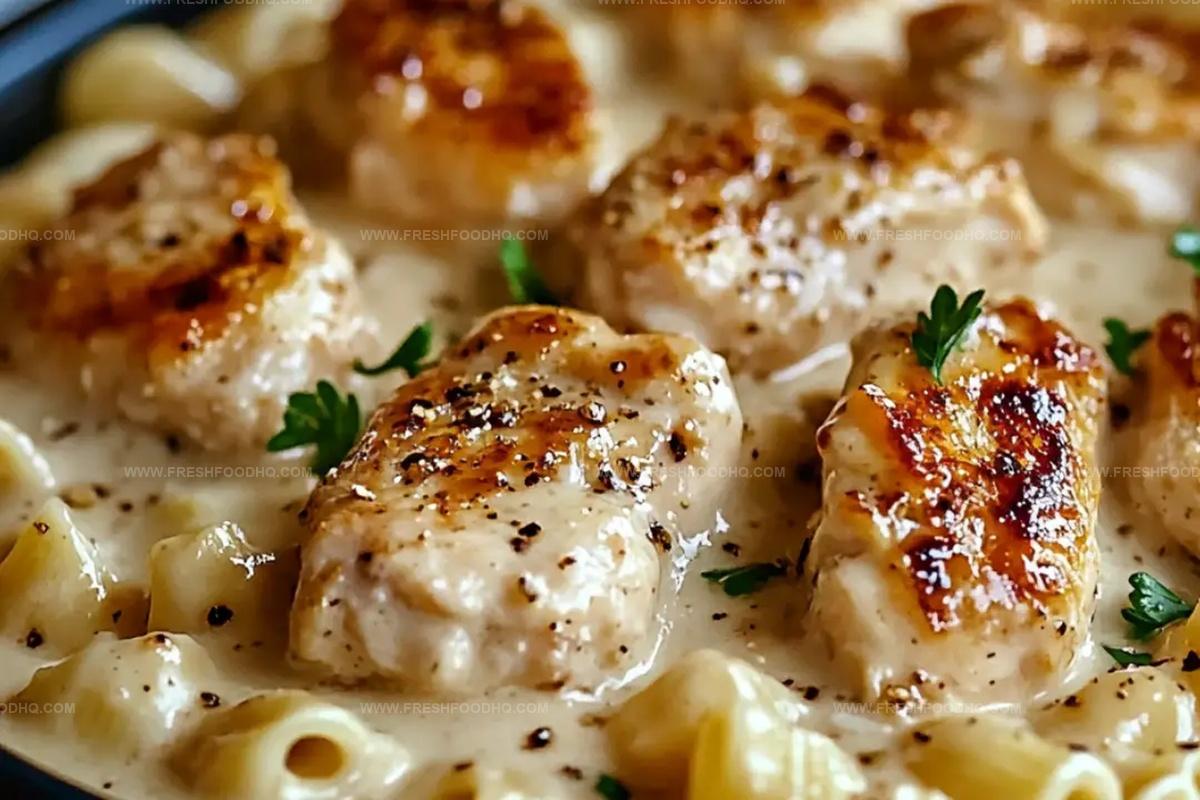 Creamy Garlic Butter Chicken & Rotini In Parmesan Sauce Recipe