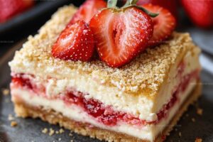 Golden Strawberry Cheesecake Bars Recipe