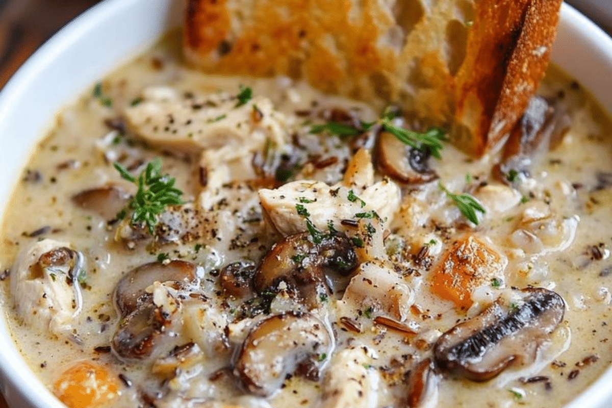 Creamy Comfort Chicken Mushroom Wild Rice Soup Recipe