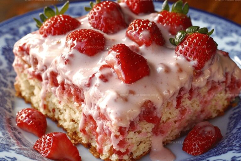 Sugary Strawberry Honeybun Cake with Strawberry Cream Icing Recipe